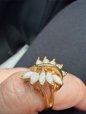Gold-Tone Opal Cluster Ring